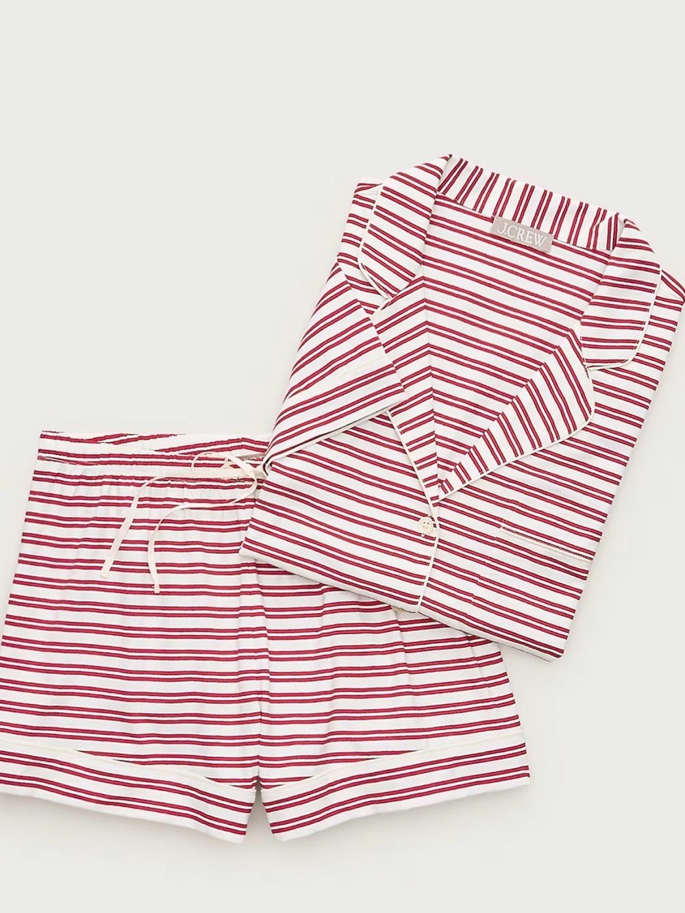 J. Crew Short-sleeve pajama short set in stripe dreamy cotton blend